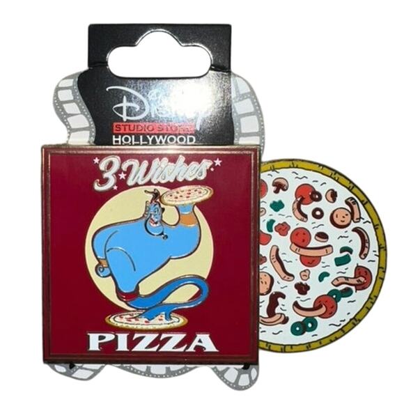 Disney D23 Expo 2022 DSF DSSH Pizza Series LE 500 Aladdin Genie 3 Wishes Pin NIP - Picture 1 of 4